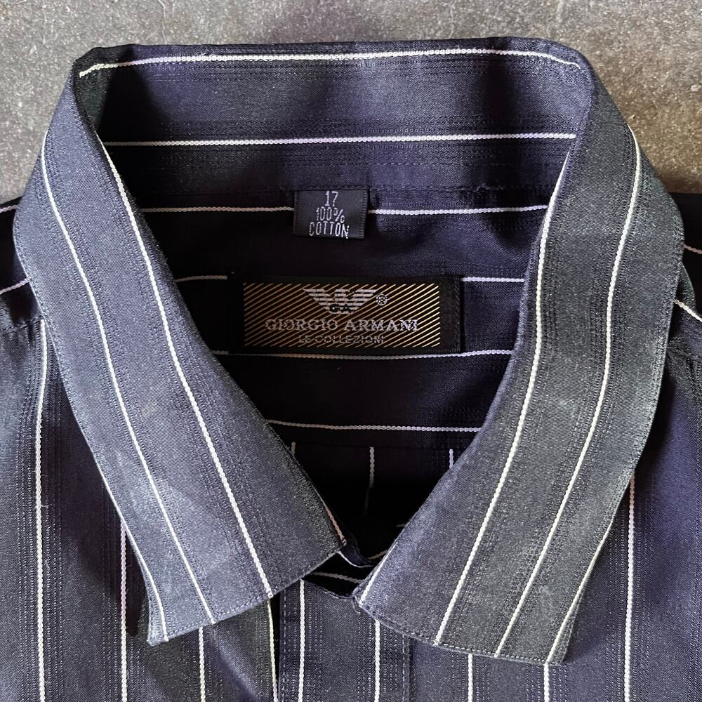 Giorgio Armani le collezioni pin stripe black/white button up shirt size 17